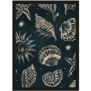 Authentiek Art Print Seashells Midnight